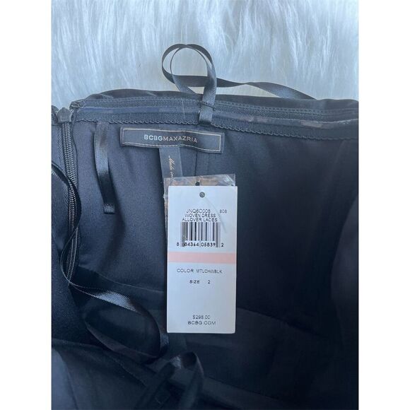 🆕 BCBGMAXAZRIA Women's Black Strapless Knee Length Cocktail Dress Size 2 - Picture 8 of 14